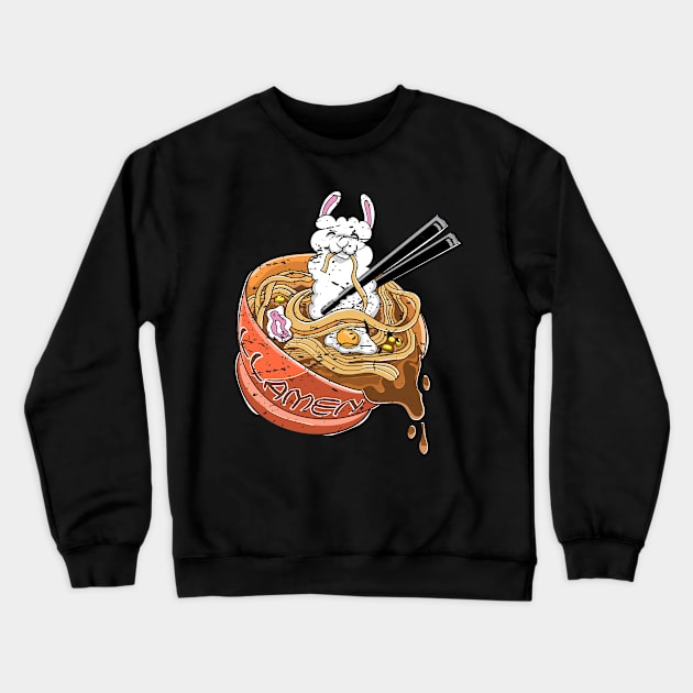 Kawaii Llama Ramen Noodle Crewneck Sweatshirt by ShirtsShirtsndmoreShirts